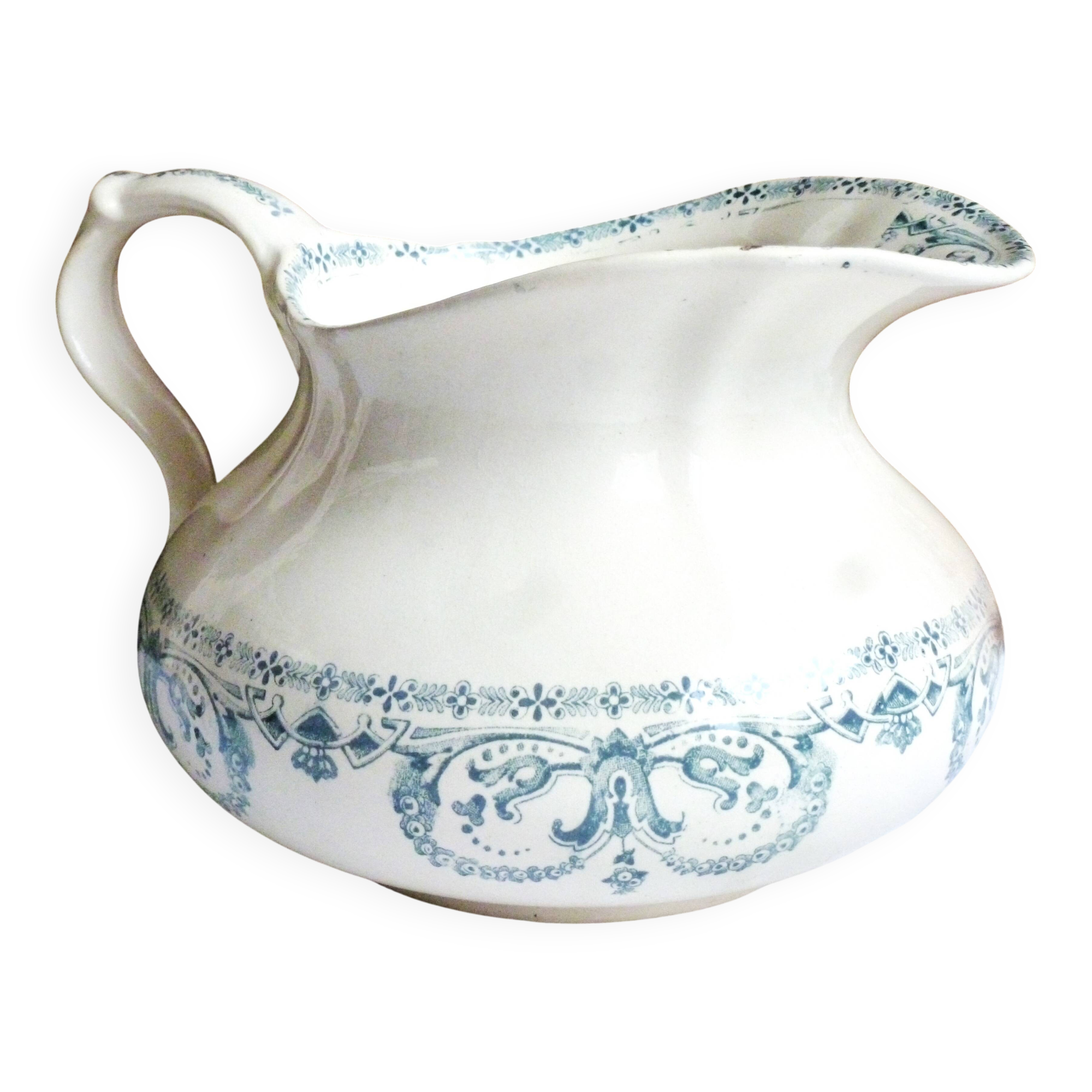 Vintage ceramic bath jug, bath pitcher, bathroom decor.