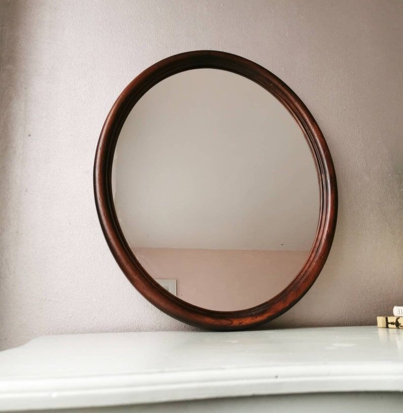 Vintage oval mirror from the 70s 45x35cm