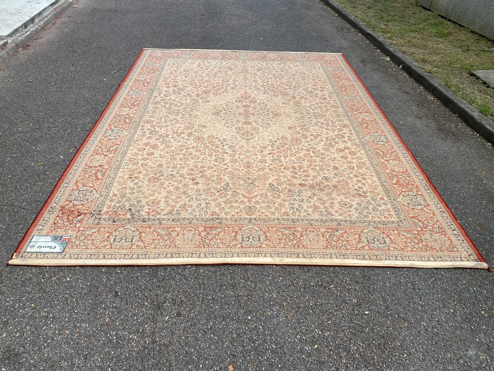 Large industrial Persian carpet in burgundy wool, carpet sample 250x350cm.