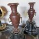 Antique Vases In Griotte Marble And Black Marble, Grand Tour, 19th Century