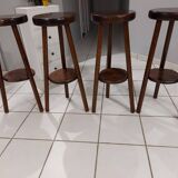 Suite of 4 vintage brutalist bar stools 1960s