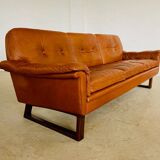 Vintage Danish Svend Skipper 3 person sofa in cognac leather 1970s