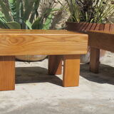 Low table pair in oiled solid elm, Regain house 1970