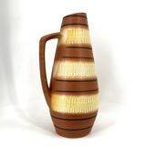 Vintage Scheurich Keramik beige and brown vase, 1960s