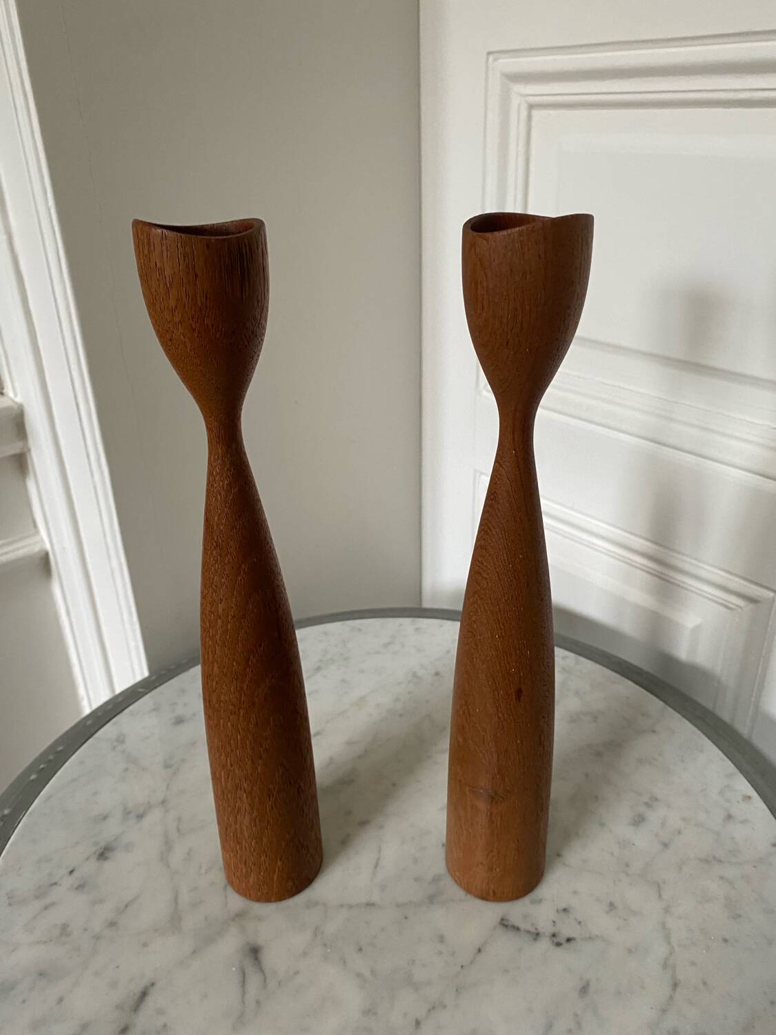 Pair of vintage tulip candlesticks