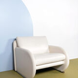 Postmodern white leather armchair by Jan Armgardt for Leolux