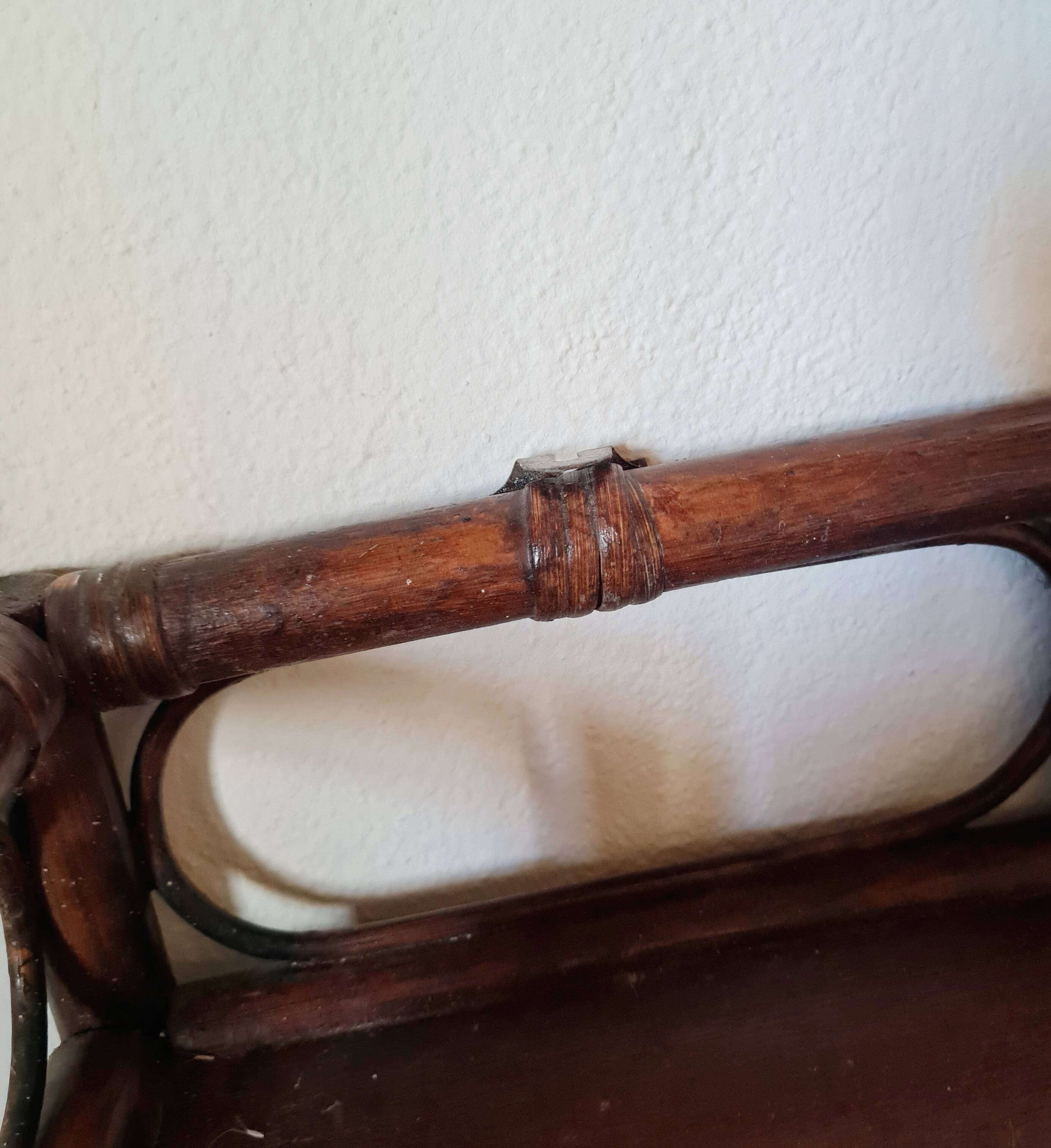 Vintage dark rattan wall shelf – Riviera & Bohemian style