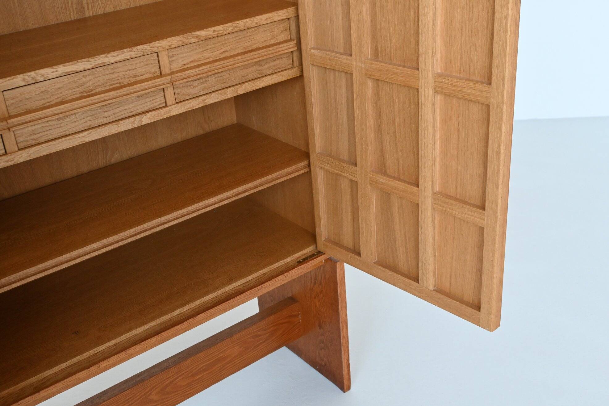 Large Brutalist highboard in oak Mid-Century Gemany 1970