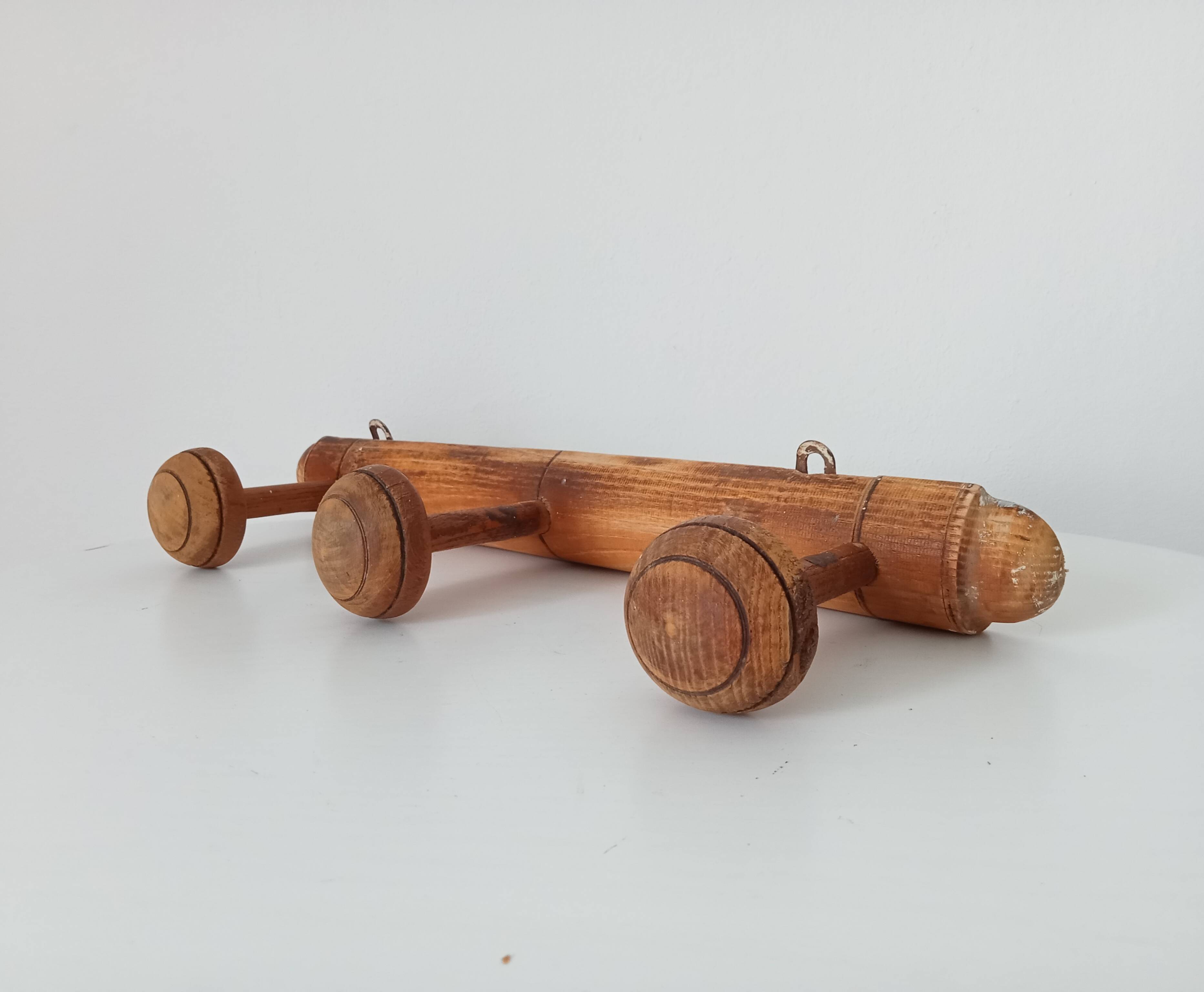 Vintage popular art wall coat rack from the 1950s