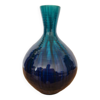 Vase céramique Accolay Bleu années 1960