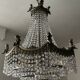 Old hot air balloon chandelier with crystal and bronze tassels