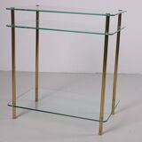 Hollywood Regency side table with gold-colored legs