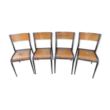 Series of 4 chairs Mullca school model 510 tapered feet 1950