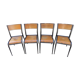 Series of 4 chairs Mullca school model 510 tapered feet 1950
