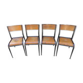 Série de 4 chaises écoles Mullca modèle 510 pieds fuselés 1950