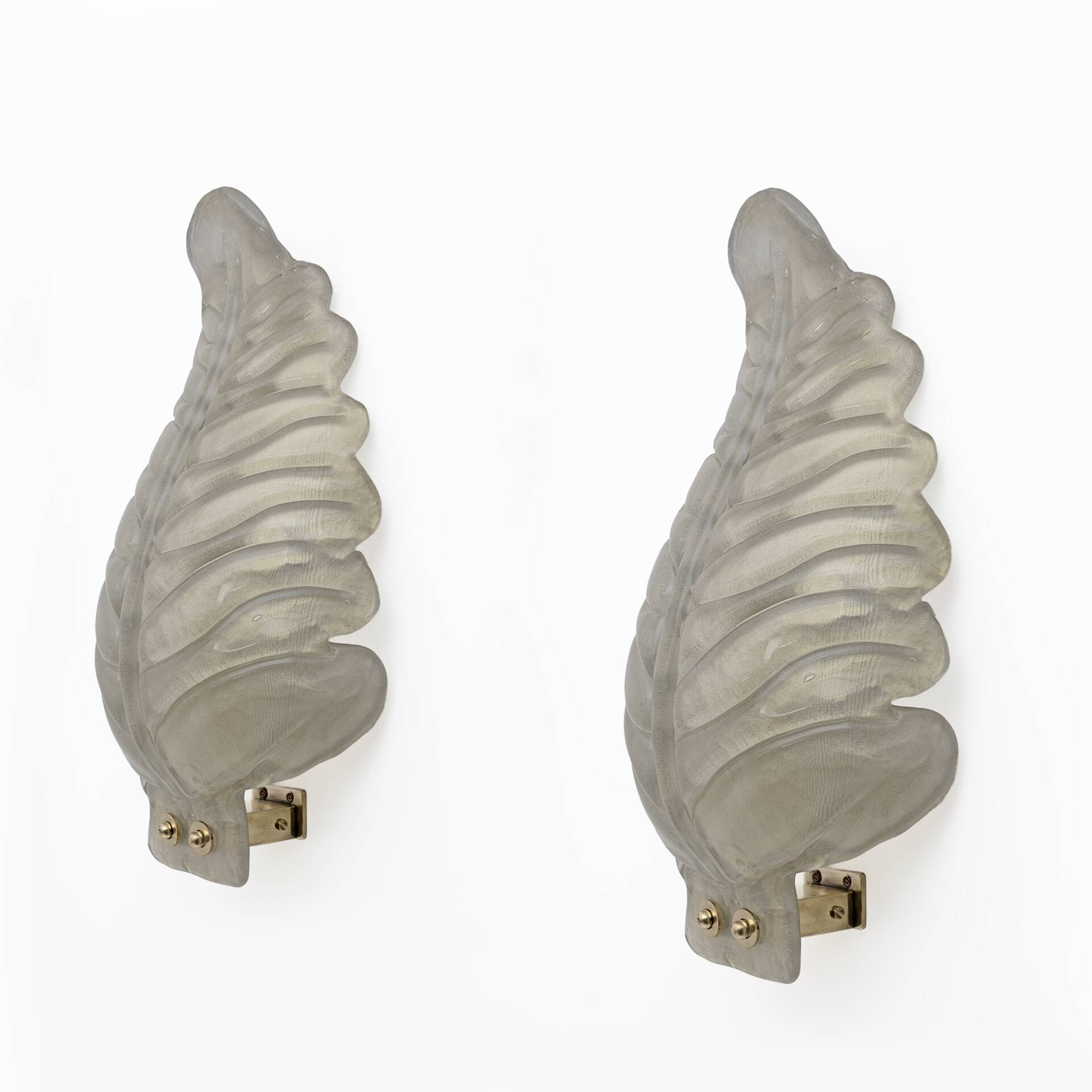 Pair of Barovier & Toso Style Mid-Century Murano Glass Gold Leaf Sconces