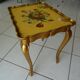 Side coffee table gilded wood decoration flowers year 60