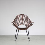 1950s Rare rattan chair by Rohé, Netherlands