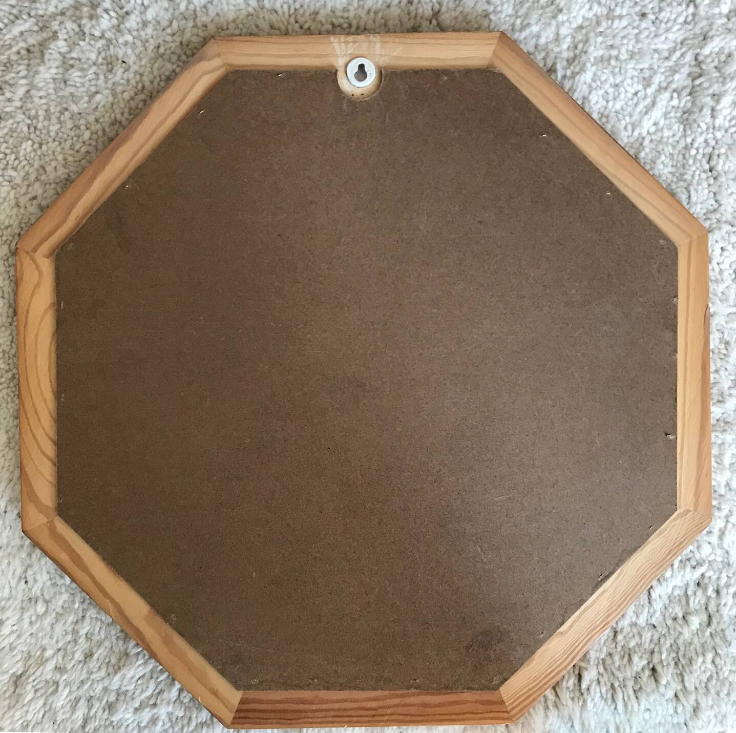 Miroir octogonal en pin, années 1980
