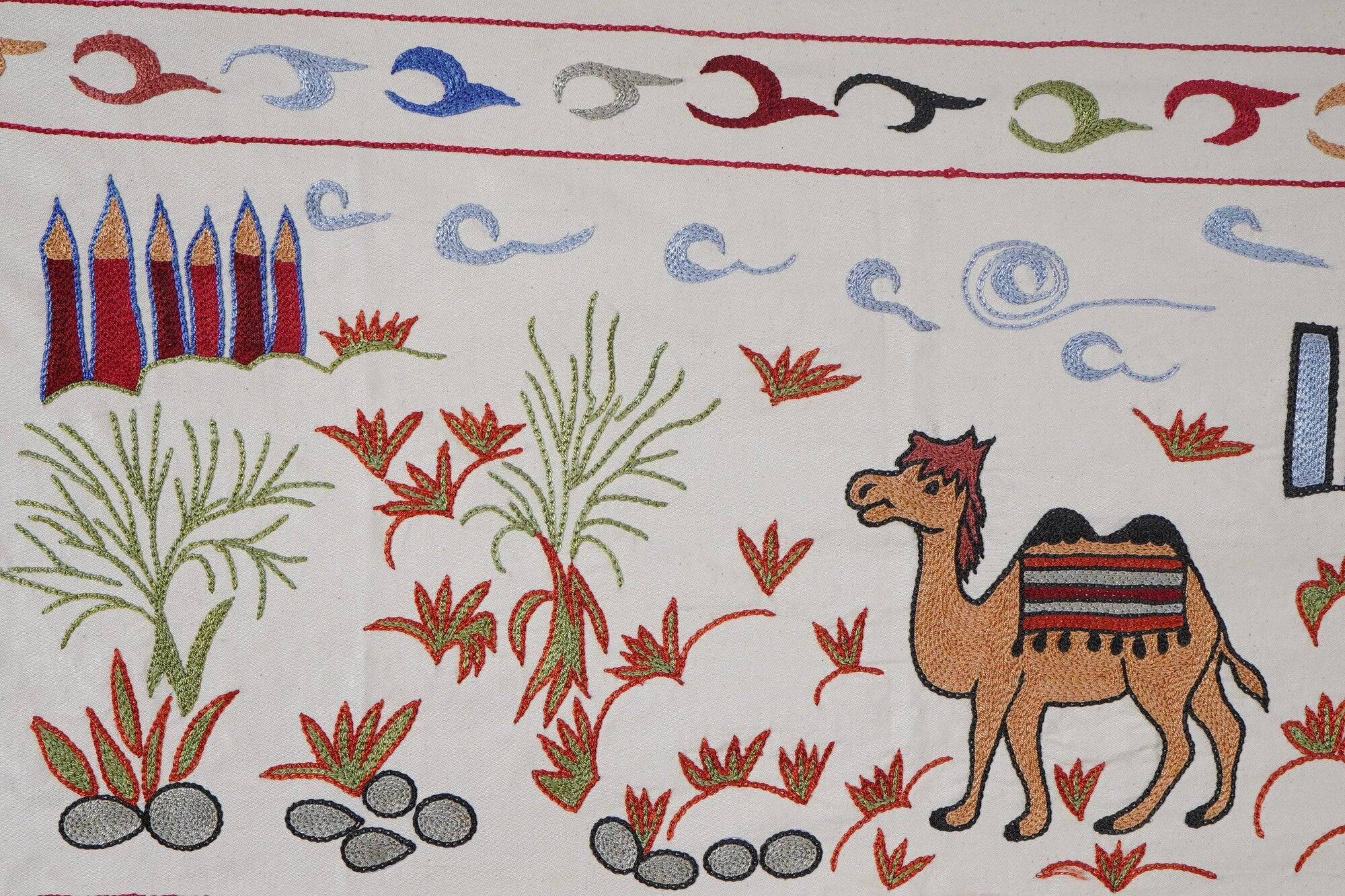 Vintage hand-embroidered tablecloth 51x188 cm