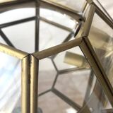Faceted glass and brass ceiling light