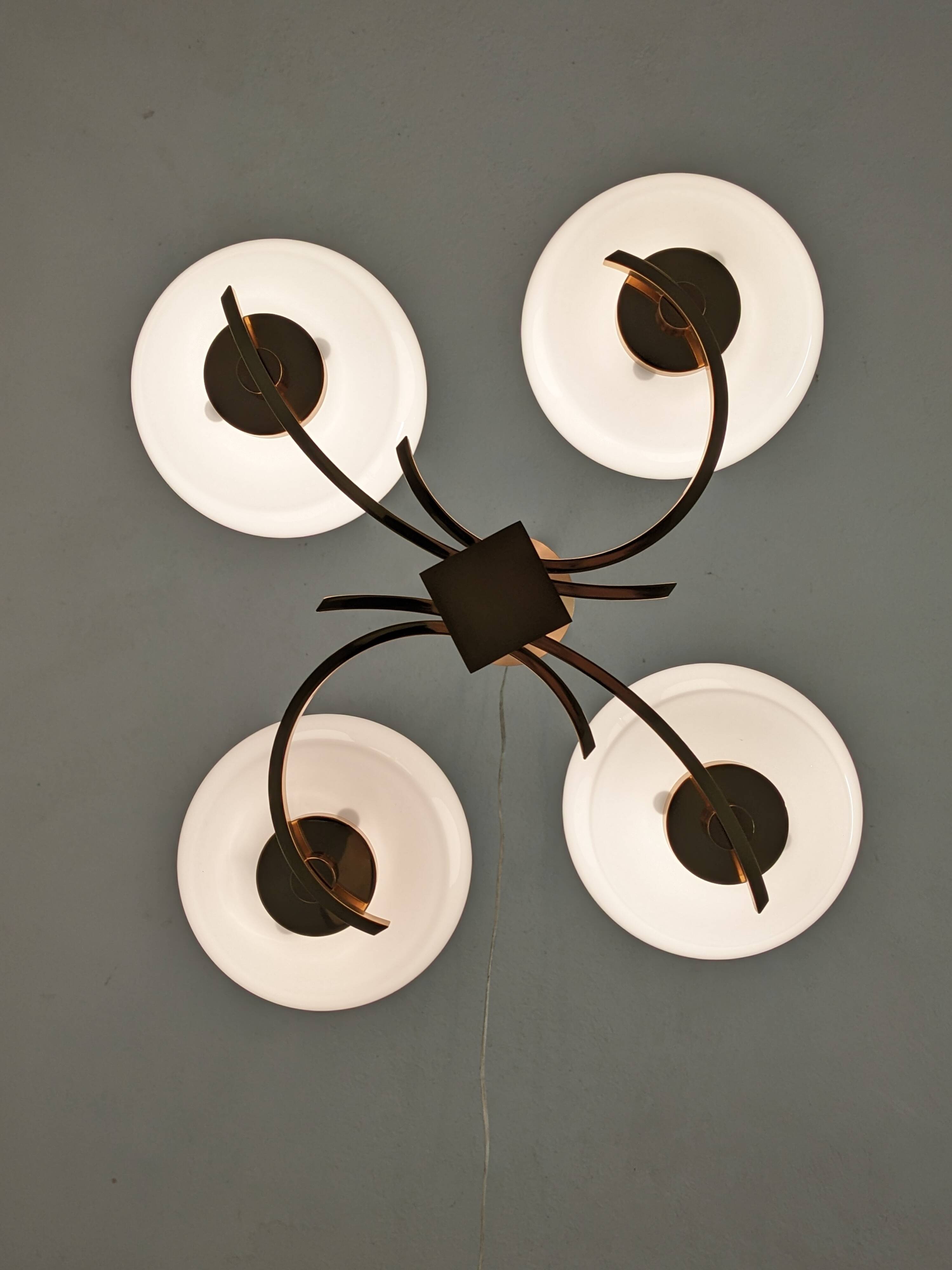 Arlus chandelier with 4 brass lights from the 50s/60s