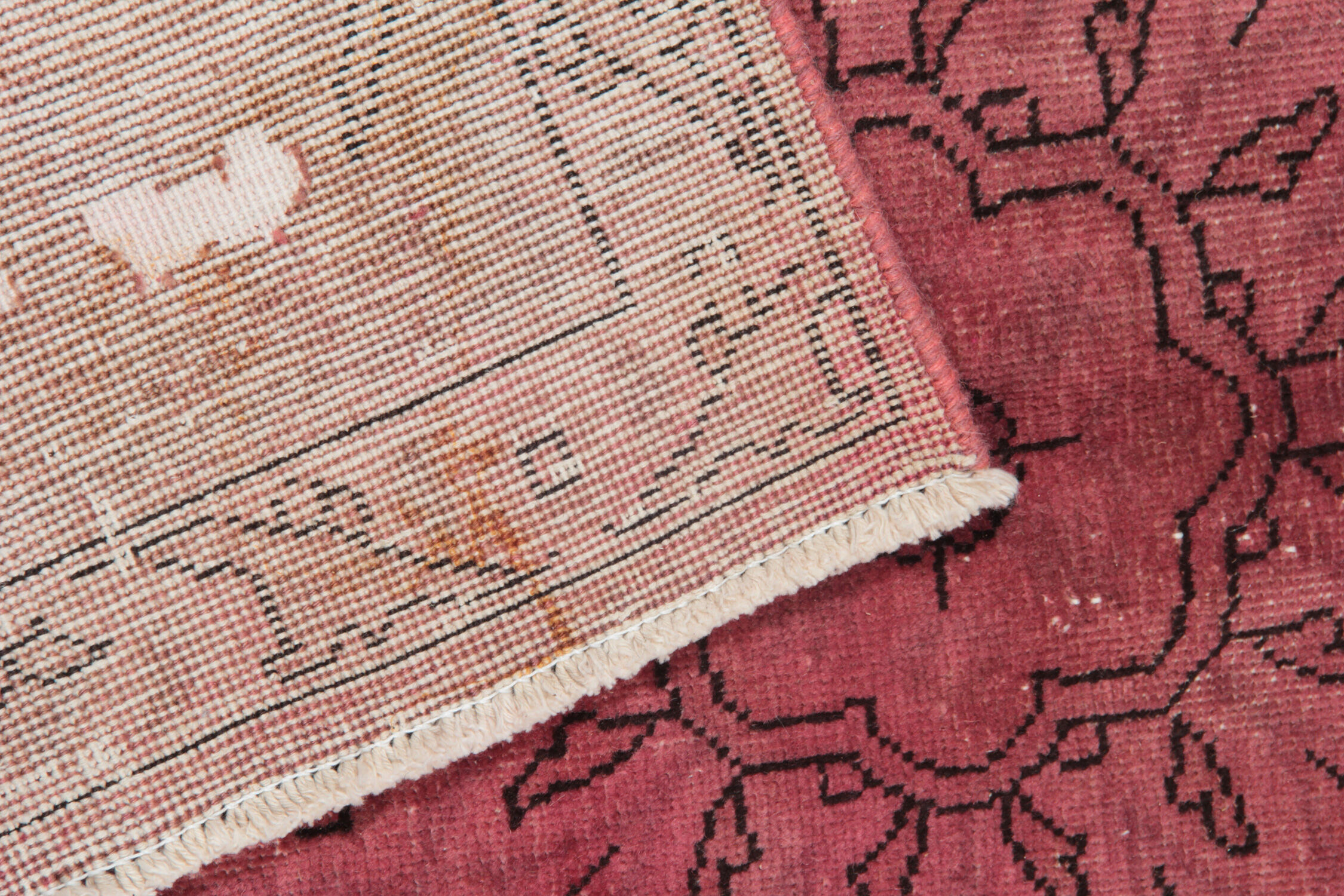 Vintage overdyed persian carpet handmade oriental red carpet - 330x400cm
