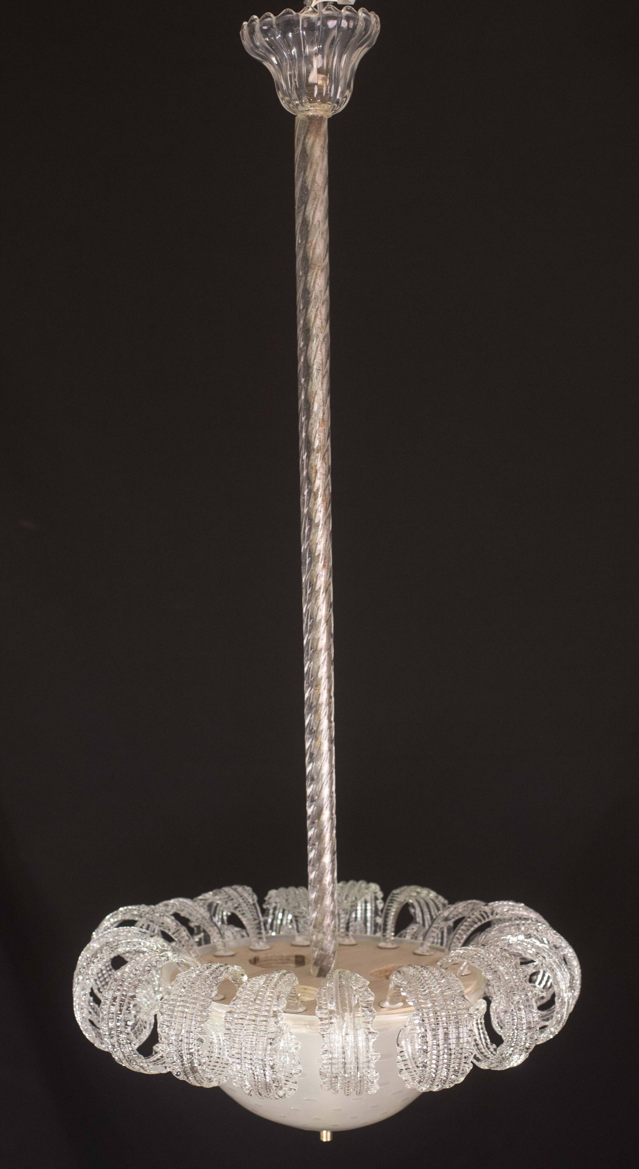 "The Queen" Italian Art Deco Chandelier by Ercole Barovier, 1940