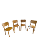 Set of 4 light wood chairs from the 1960s.