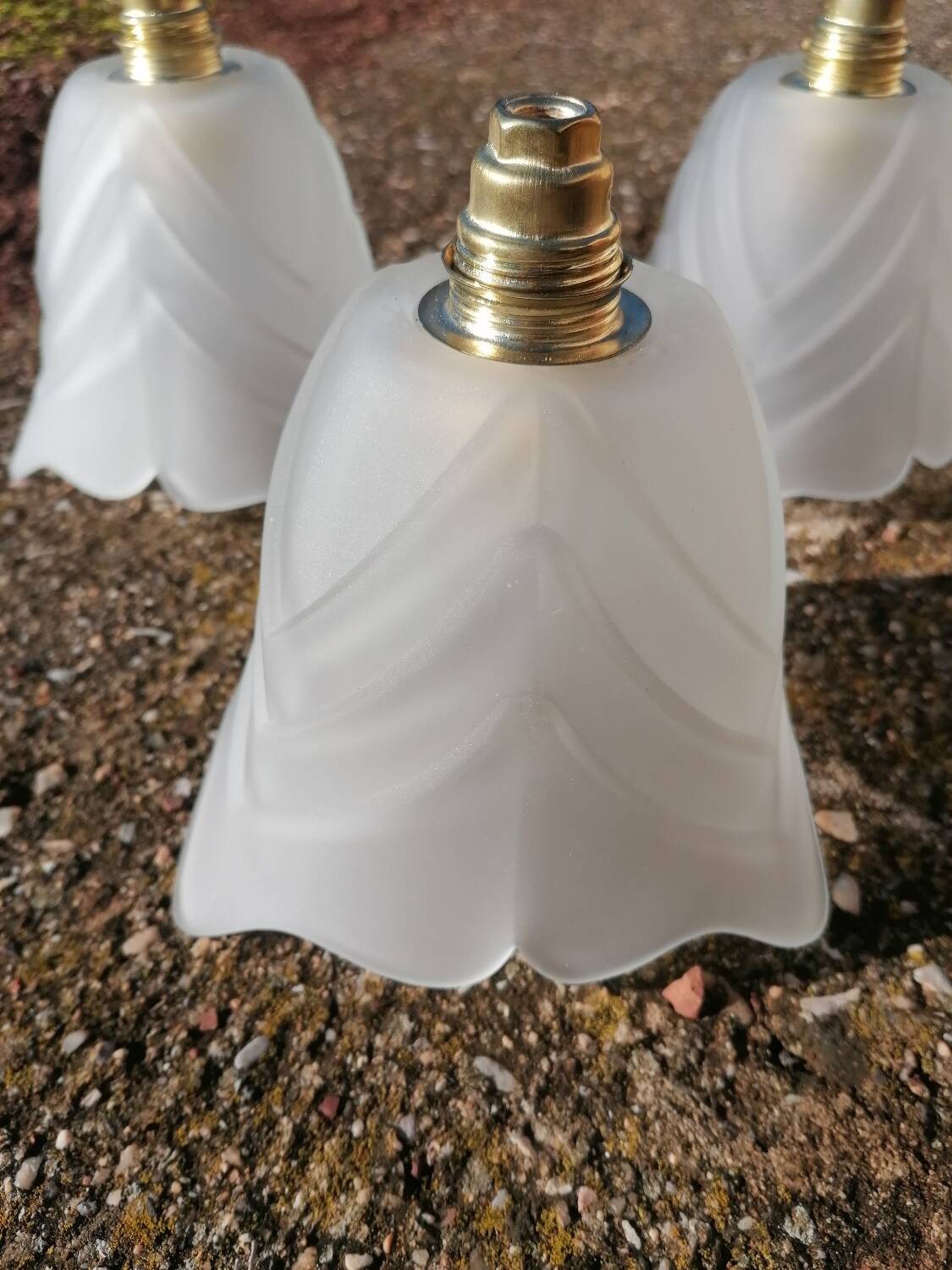 Set of 3 Art Deco tulip hanging lamps