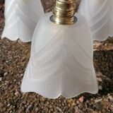 Set of 3 Art Deco tulip hanging lamps
