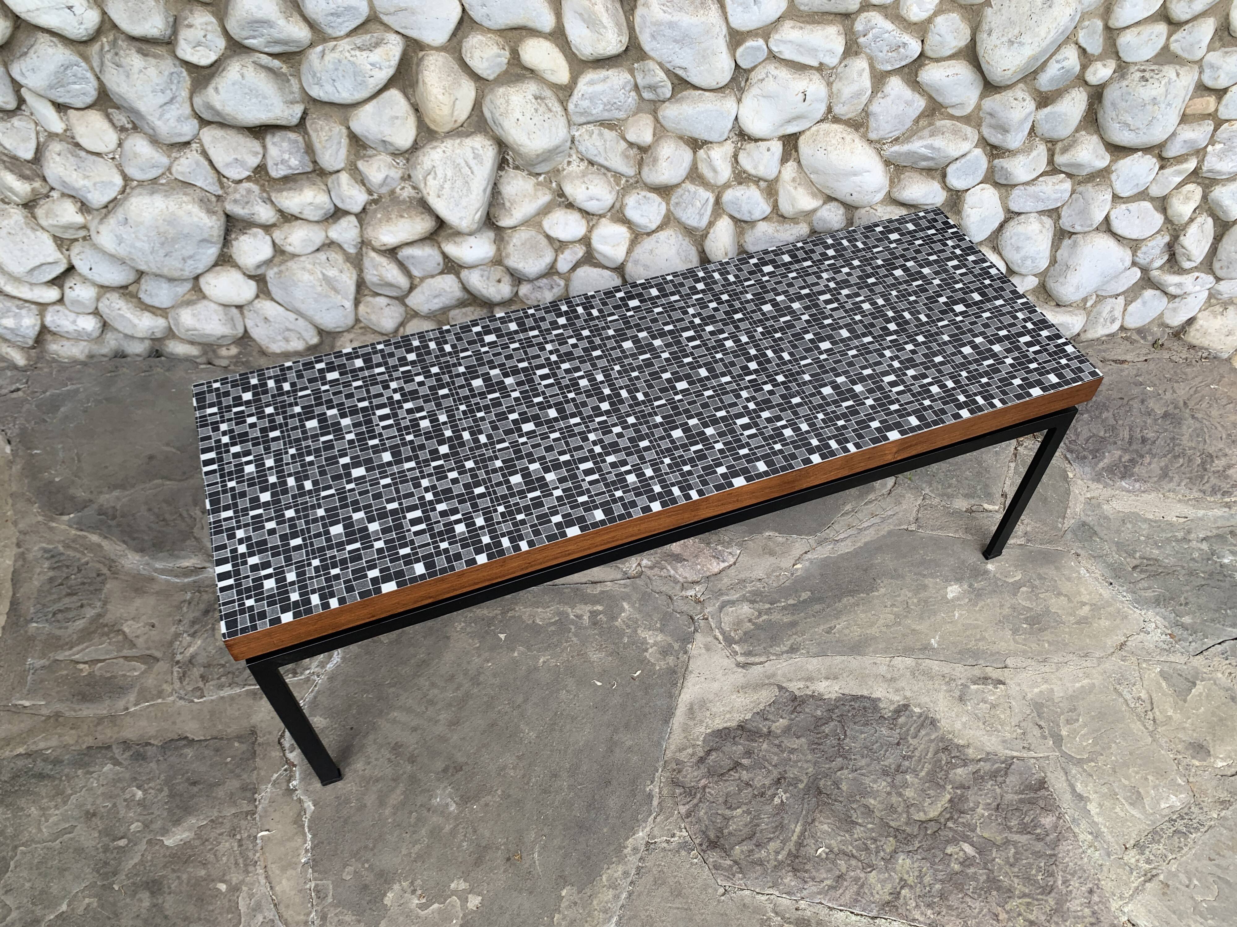 Mid-century teak coffee table with graphic motif, Germany 1950-60