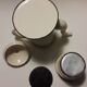 enamelled coffee maker ecru and green