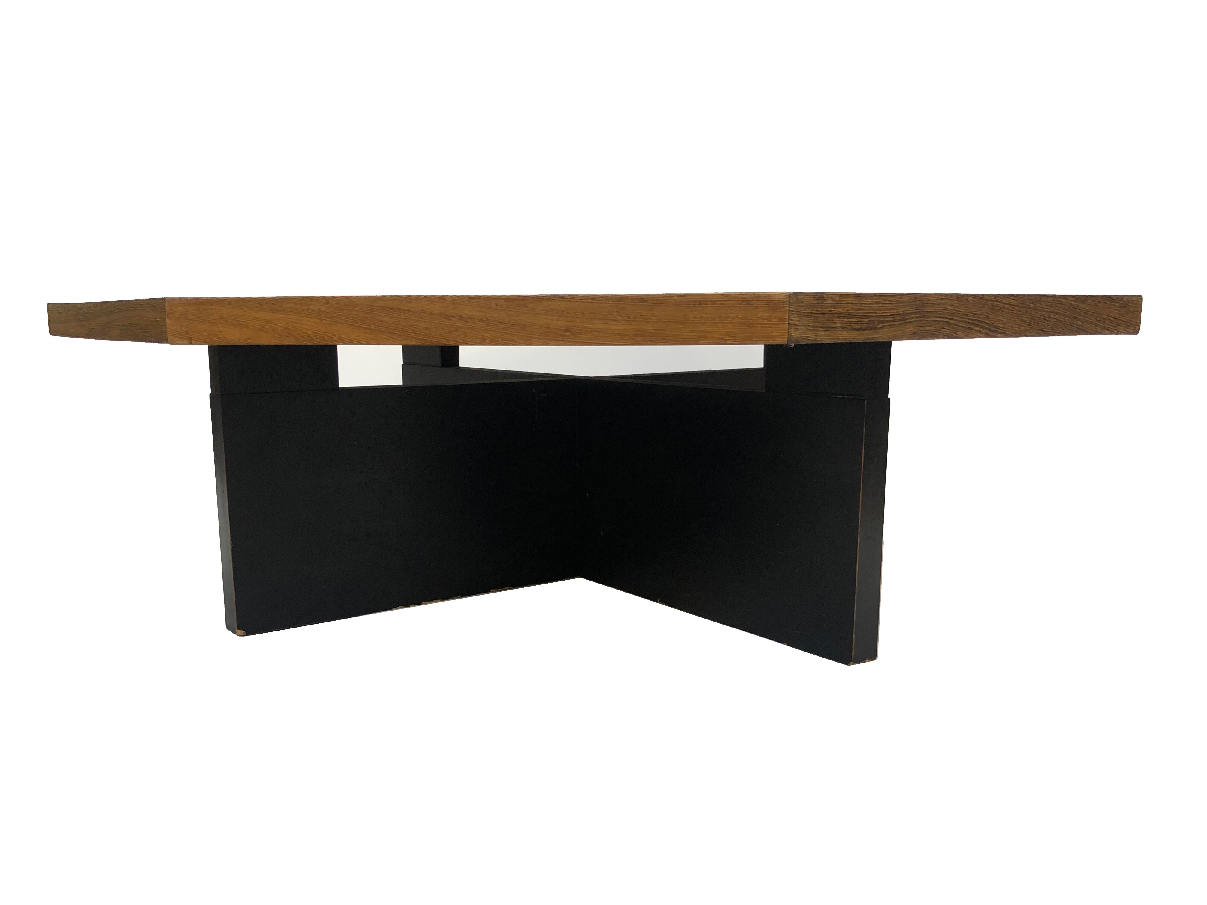 Vintage coffee table wenge hexagon 1960