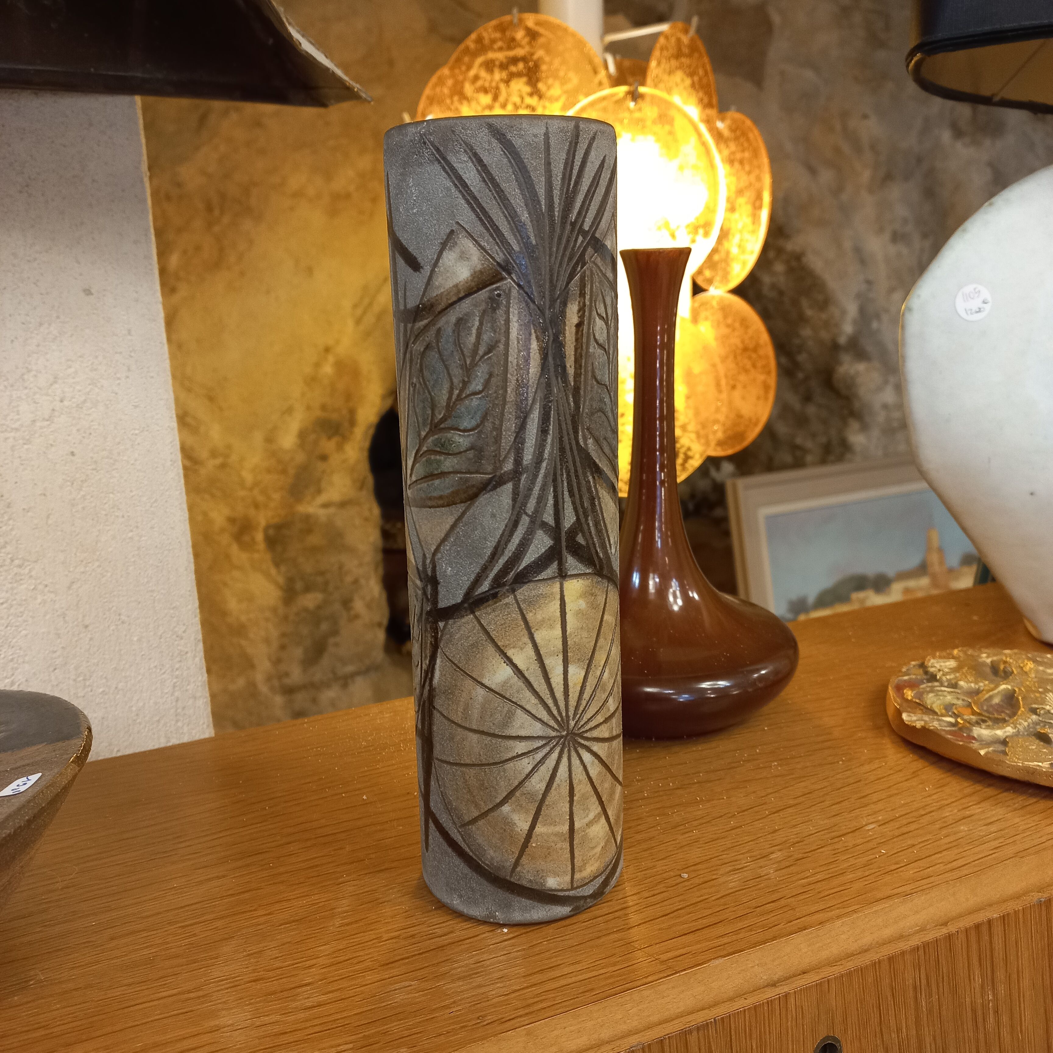 Vallauris ceramic tube vase