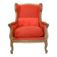Fauteuil à oreilles en bois sculpté doré signé Maison Dienst Paris XIXeme siècle