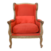 Wingback armchair in carved gilded wood signed Maison Dienst Paris 19th century