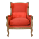 Fauteuil à oreilles en bois sculpté doré signé Maison Dienst Paris XIXeme siècle