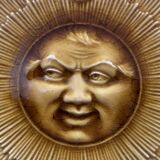 Barbotine plates the Sun and the Moon 1880 (19th century)