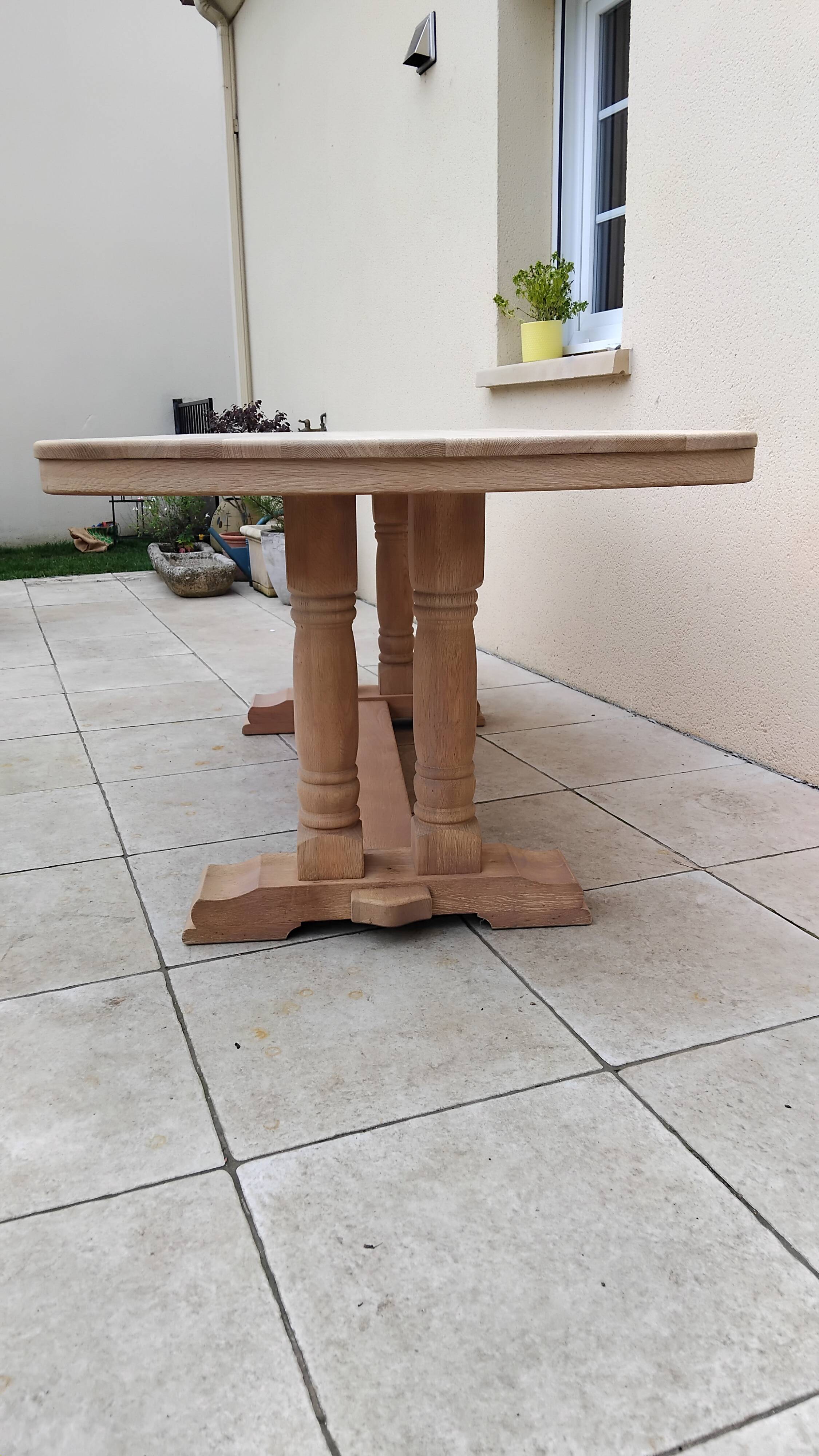 Grande table ancienne ferme monastère sablé vintage chêne massif