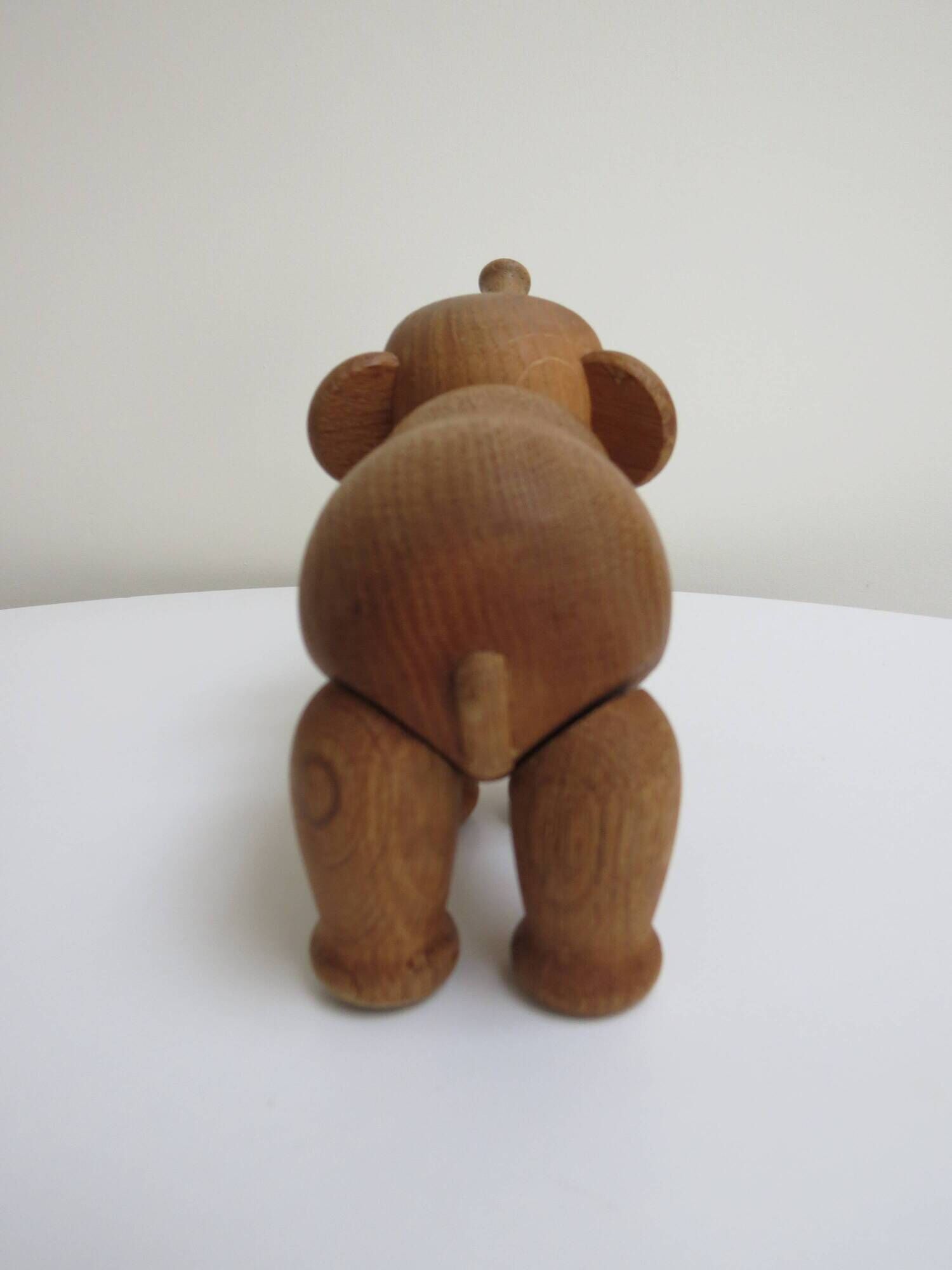 Set of 3 1960s Kay Bojesen Vintage Wooden Toy Monkey Elephant Bear Danish