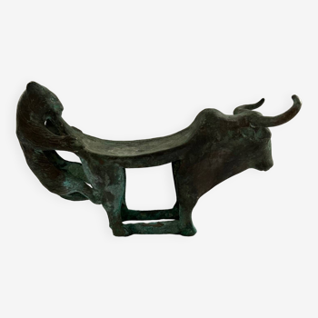 Bronze cow candle holder