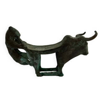 Bronze cow candle holder