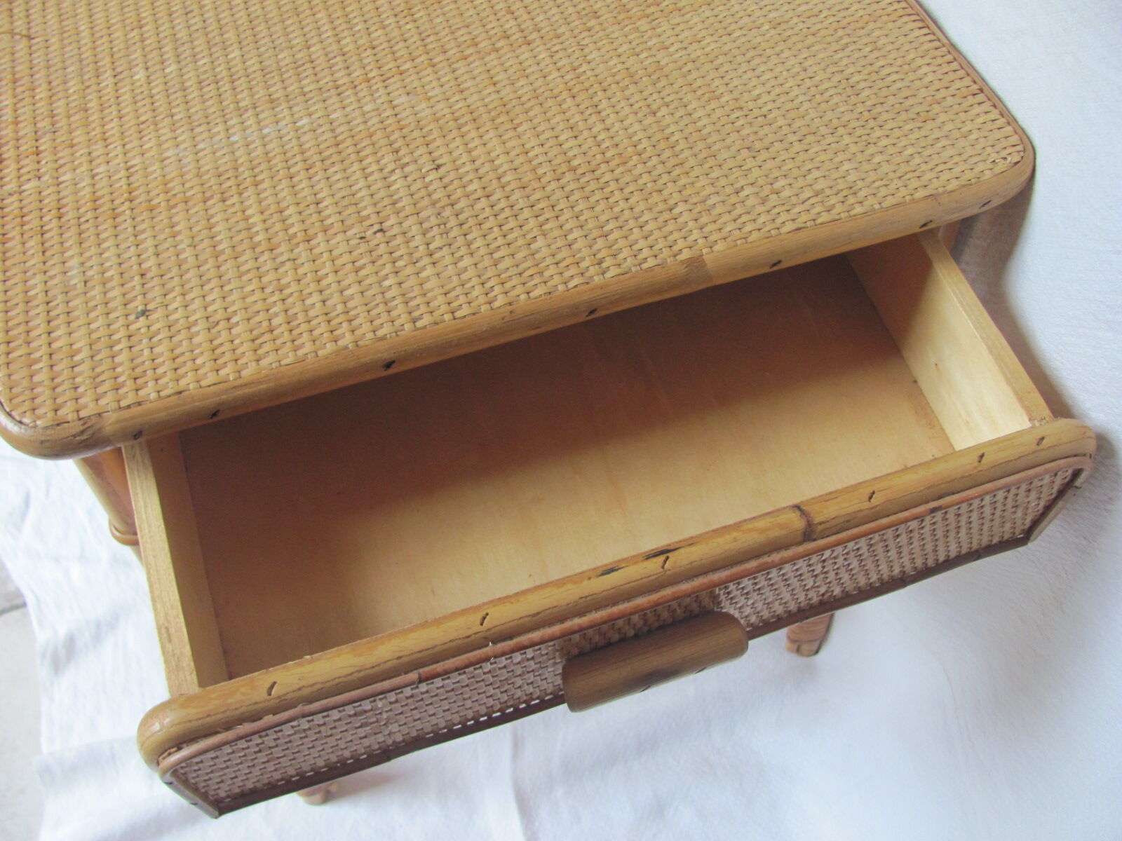 Bamboo with a drawer bedside - table years 70-
