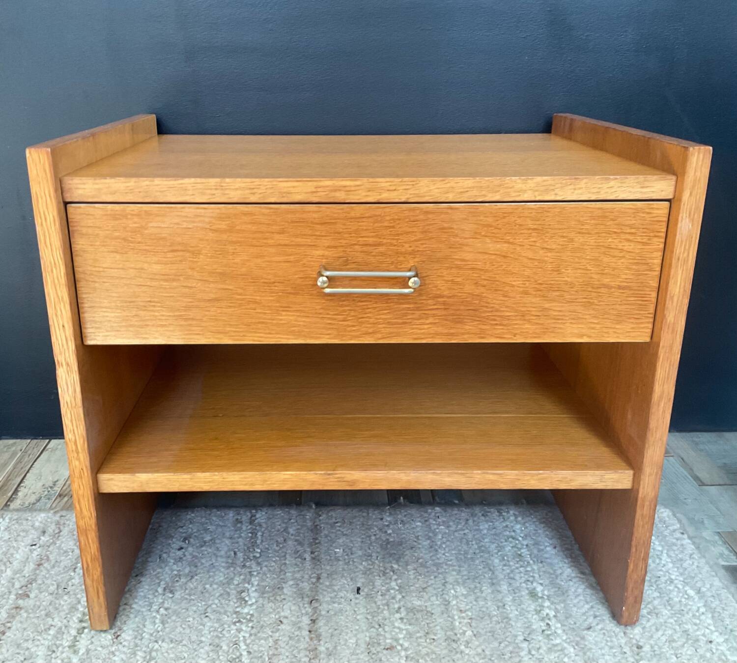 Vintage beech bedside table from the 1970s.