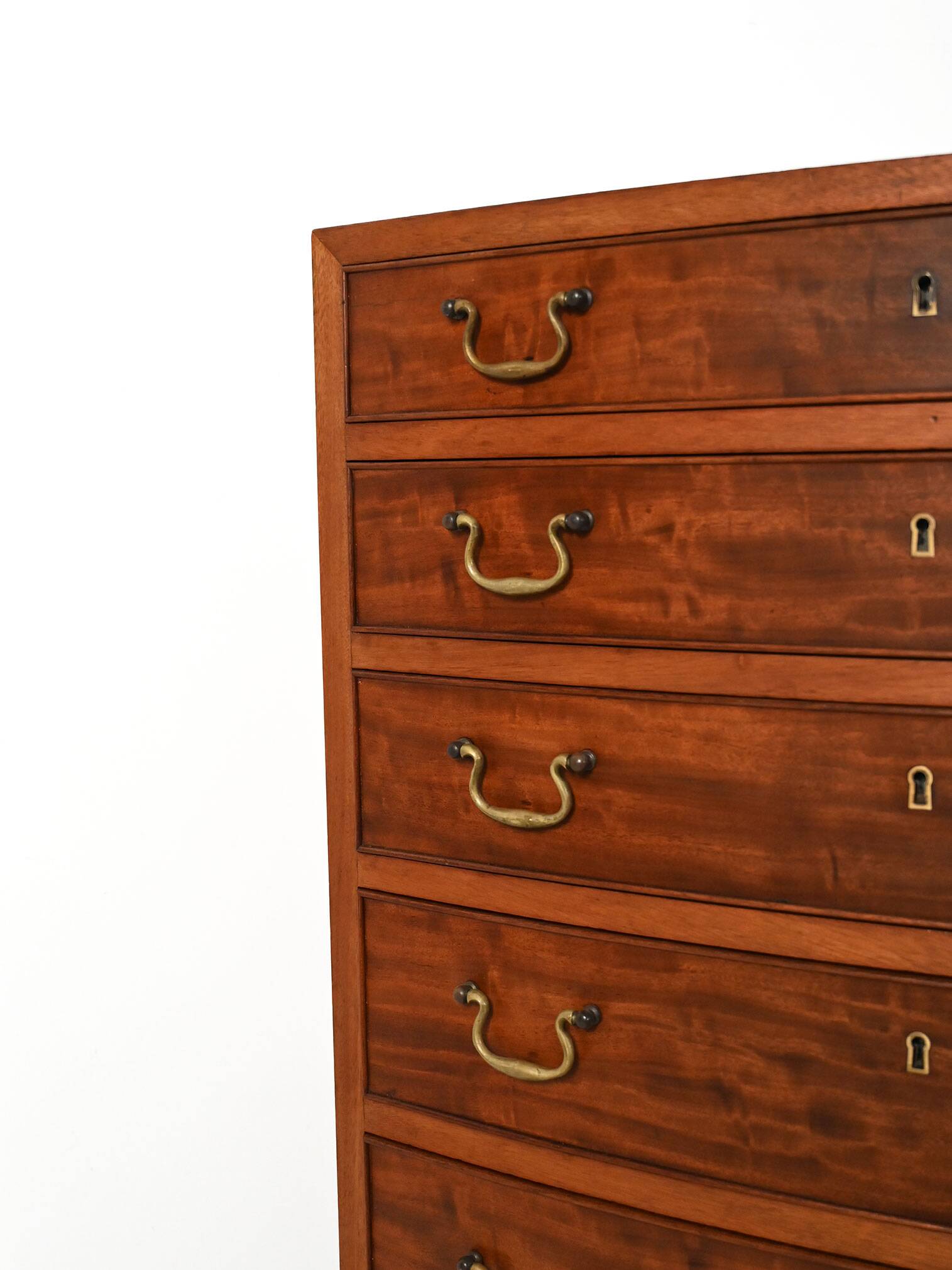 Scandinavian mahogany tallboy with brass handles