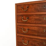 Scandinavian mahogany tallboy with brass handles