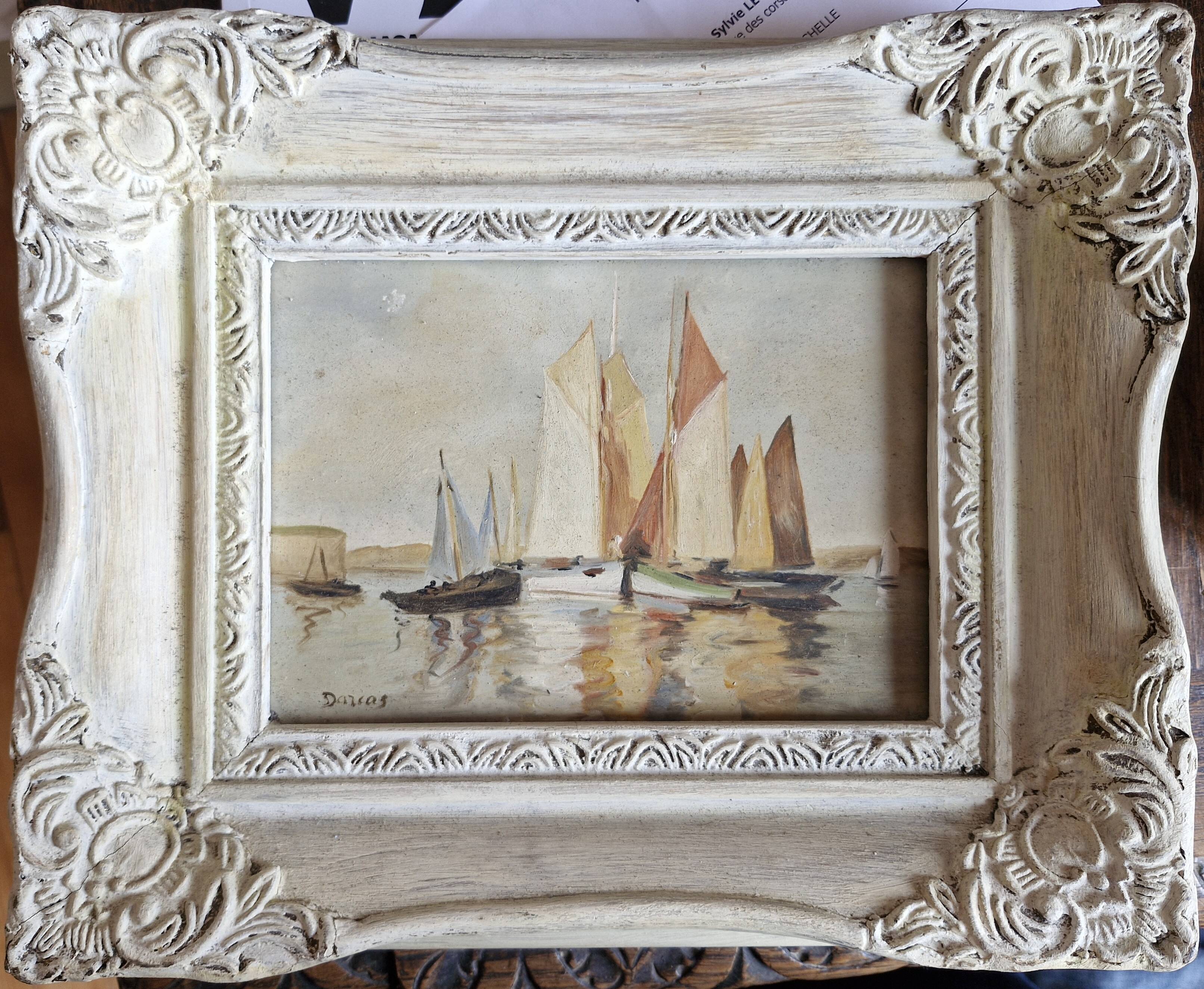 Marine oil painting wooden frame