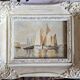 Marine oil painting wooden frame