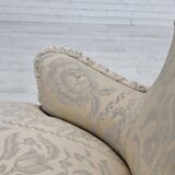 1950s, Danish armchair, reupholstered, creamy/white floral fabric.